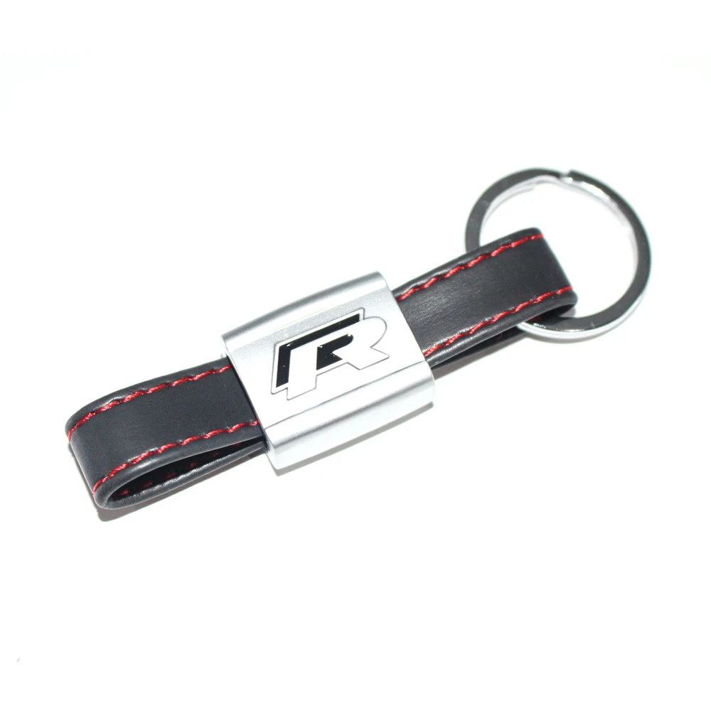 

Fashoinal Metal+Leather Car Keychain Key Chain Car Interior For VW Red line and Black Leather Car Styling Accessories