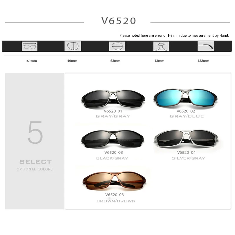 Beste VEITHDIA Brand Designer Aluminium mannen Gepolariseerde Zonnebril Sunglass Eyewear Accessoires Mannen Blauw Spiegel Zonnebril Goggle 6520