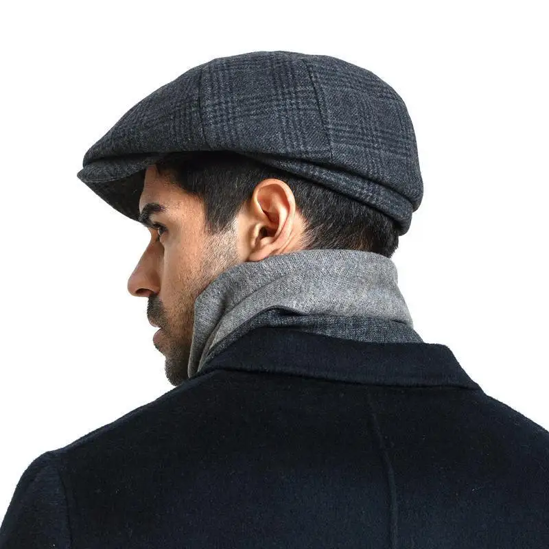 Классическая модная мужская газетная шляпа, шапка художника, восьмиугольная шапка, Толстая теплая шапка среднего возраста, подходящая для мужчин