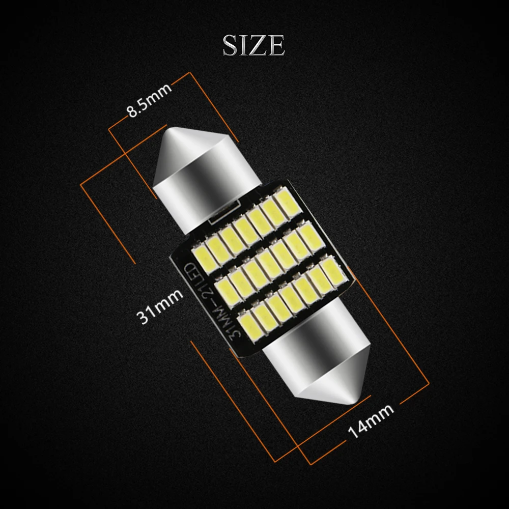 Светодиодная лампа Canbus C5W без ошибок 3014 24 SMD 31 мм 12 в пост. Тока 2 шт.|Сигнальная
