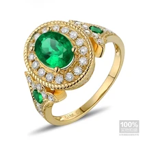 CaiMao 1.06 ct Natural Emerald 18KT/750 Yellow Gold 0.4 ct Full Cut Diamond Engagement Ring Jewelry Gemstone colombian