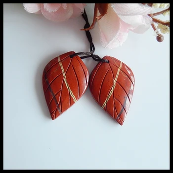 

Natural Red River Jasper Carved leaves women fashion Earrings,Semiprecious stone earring,31x20x5mm,8.2g