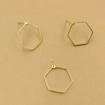 

Geometric Designs Wire Earring Post Stud Pins Findings Settings Blank DIY Making Golden tone Plated Metal Brass