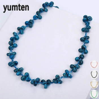 

Blue Turquoise Necklace Women Neck Jewelry Bead Chain Choker Ethnic Femme Accessories Original Fashion Collier Stone Opal