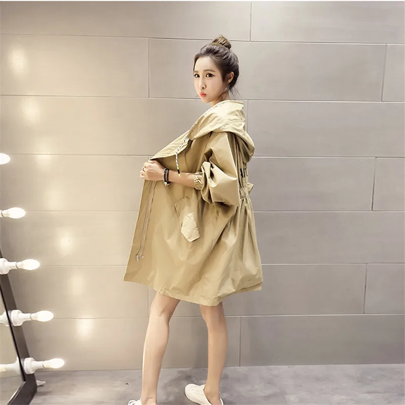 Spring & Autumn 2019 Fashionable Cropped Hoodie Leisure Trench Longsleeve Coat For Women Streetwear Loose