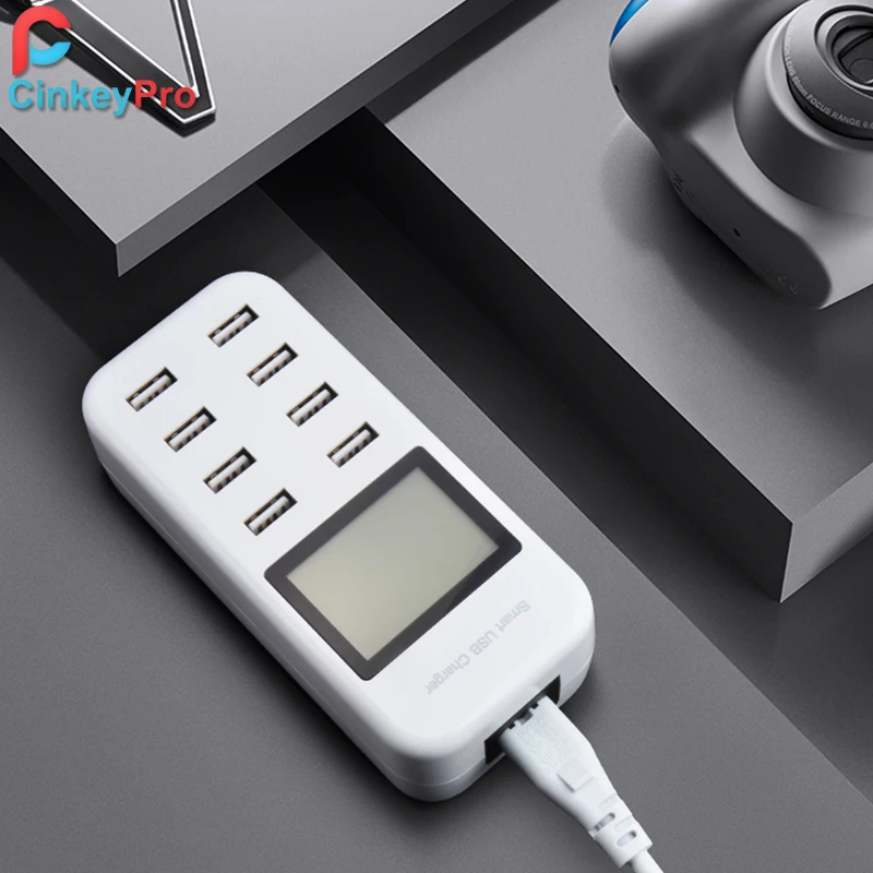 Умное зарядное устройство CinkeyPro с 8 USB портами и светодиодным дисплеем|charger for