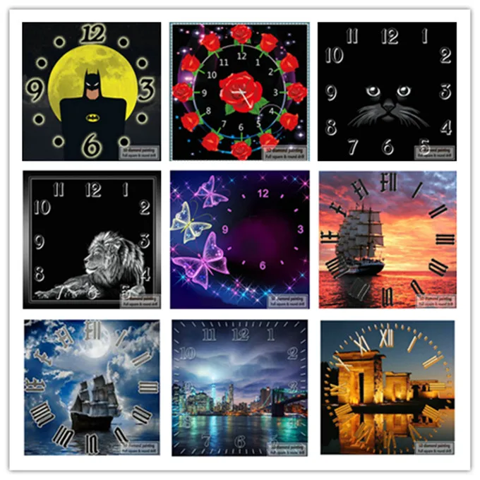 

Clock 5d diamond painting sunset landscape flowers full square diamond embroidery rhinestone mosaic sewing artwork 40x40cm