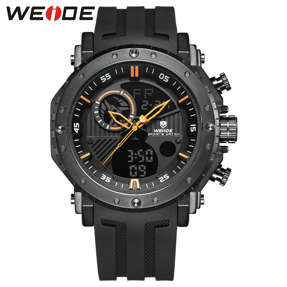 WEIDE Лидер продаж брендовые Роскошные мужские часы Saat спортивный силиконовый ремешок Военные аналоговые часы хронограф цифровые водонепроницаемые - Цвет: orange