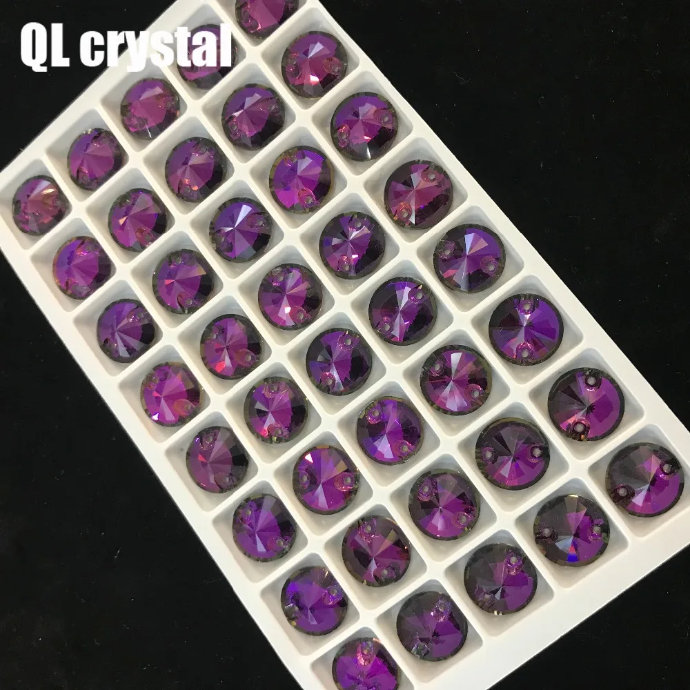 

K9 Crystal Rivoli Sew On Rhinestones Flatback 2 holes round for Wedding dress DIY Clothes bags shoes accessories