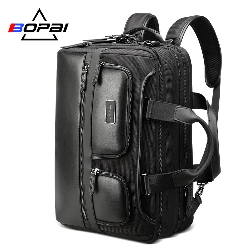 

BOPAI Travel Backpack Men Multifunction Enlarge Large Capacity Anti theft Laptop Backpack 15.6 inch Leather Travel Backpack