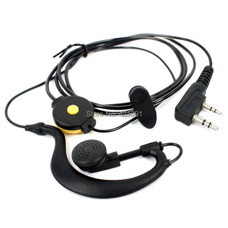 2 Pin PTT Mic Headset Earpiece Ear Hook Earphone for Kenwood Baofeng 2 IMG_0051
