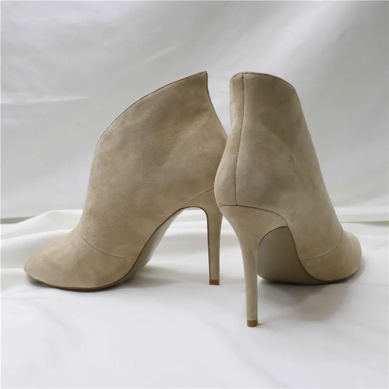 Najtaniej Roni Bouker kobiety z wystającym palcem botki kobieta naturalny zamsz skóra miękka buty damskie botki Lady buty na obcasie ботинки женские