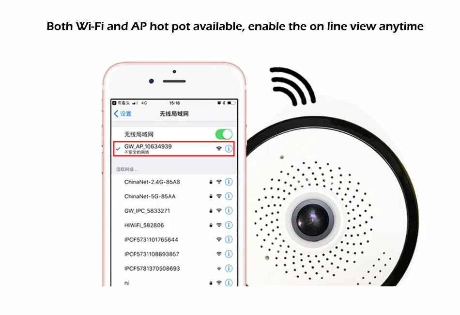 IP Wi-Fi 3D VR Panoramic View 960P Wireless camera 360 Degree Mini Smart CCTV Home Security Camera Fisheye Monitor AR-VRC06Y