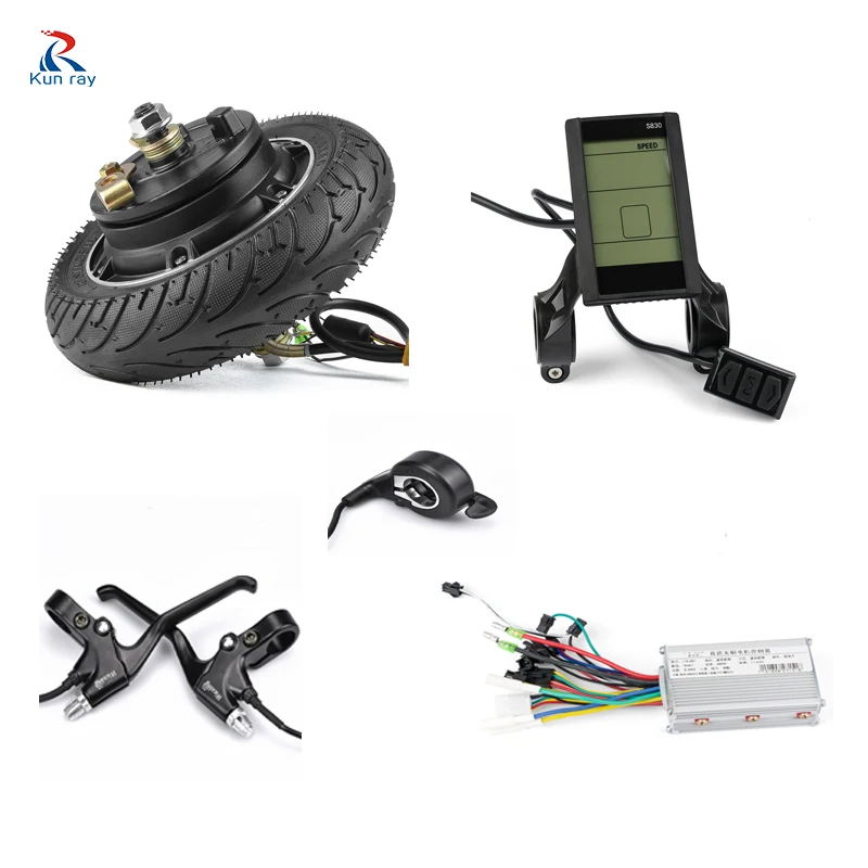 Sale kun ray 24V 36V 48V 350W Hub Motor   Electric Bicycle Brushless Motor Display Electric Bike Conversion Kit with Battery 8 inch 10