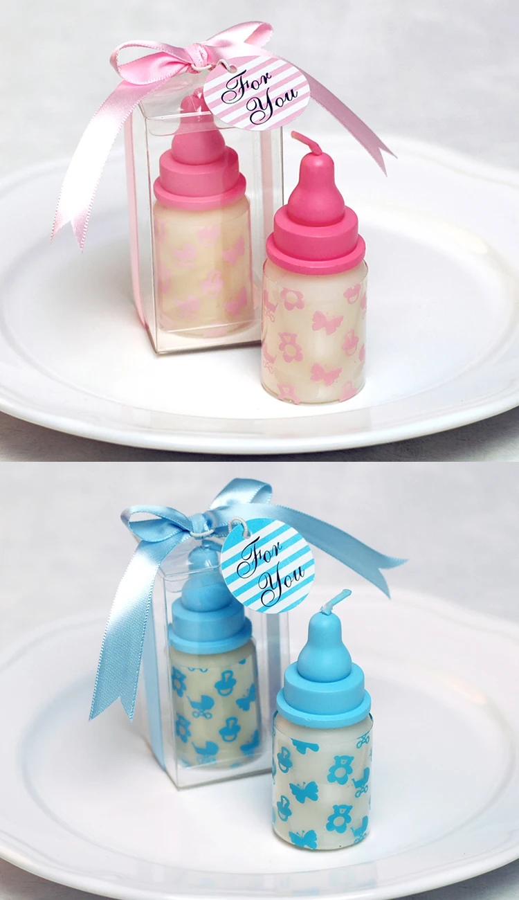 Милая розовая синяя бутылочка для малышей, креативная Бездымная ароматическая свеча для детей, день рождения и Свадебный Праздничный торт, украшенная свеча