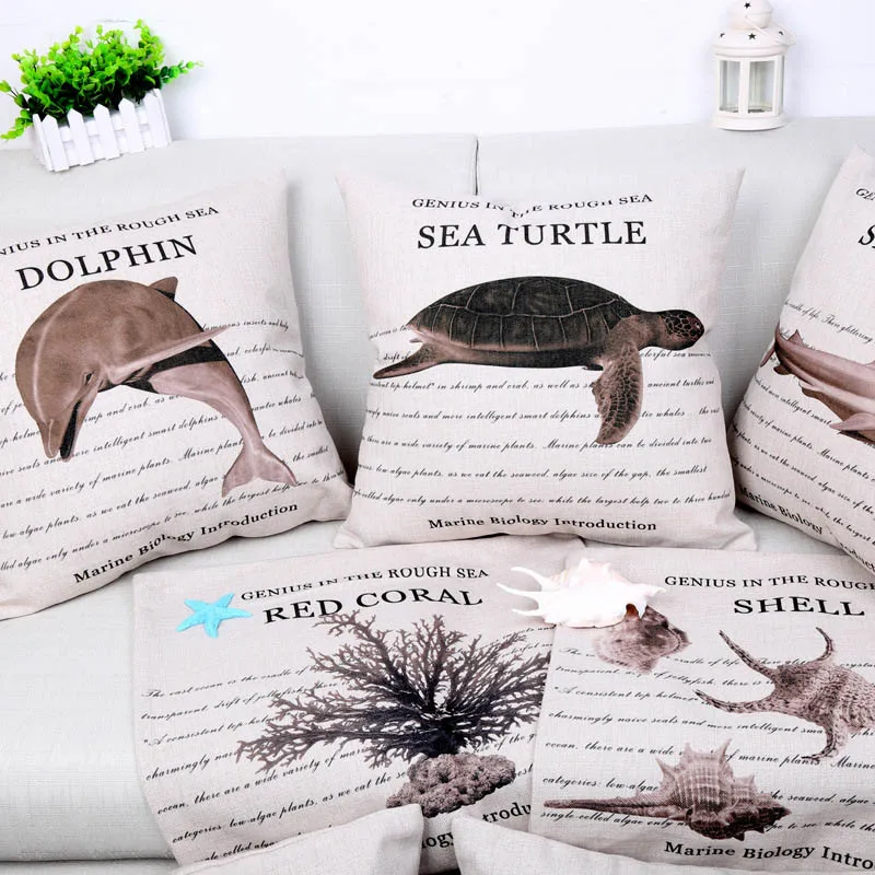 4pcs set cushion covers ocean creature sea life fish dolphin turtle pillows