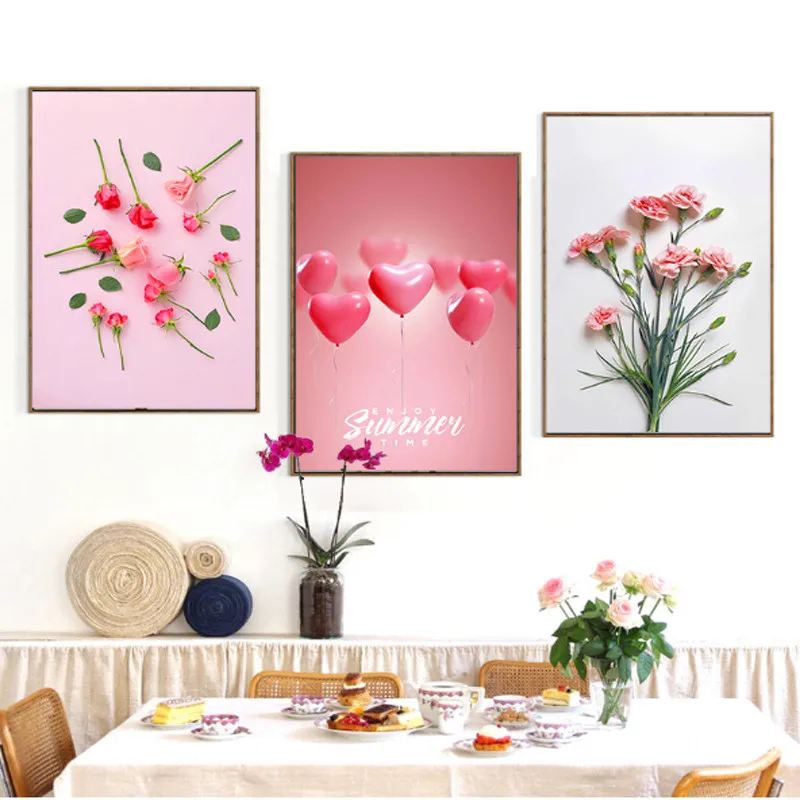Nordic-Pop-Refresh-Flowers-Canvas-Paintings-Pink-Rose-Poster-Print-Enjoy-Summer-Time-Wall-Art-Pictures (3)