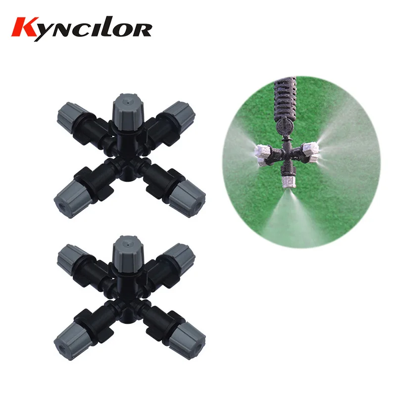 10 Pcs 5 head Micro Irrigation System Fog Mist Cooling Nozzle Garden