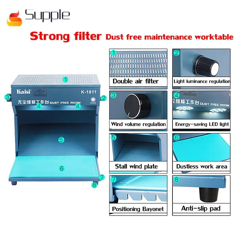 

Supple Strong filter dust free platform Professional mobile phone maintenance cleaning worktable for OCA paste separation screen