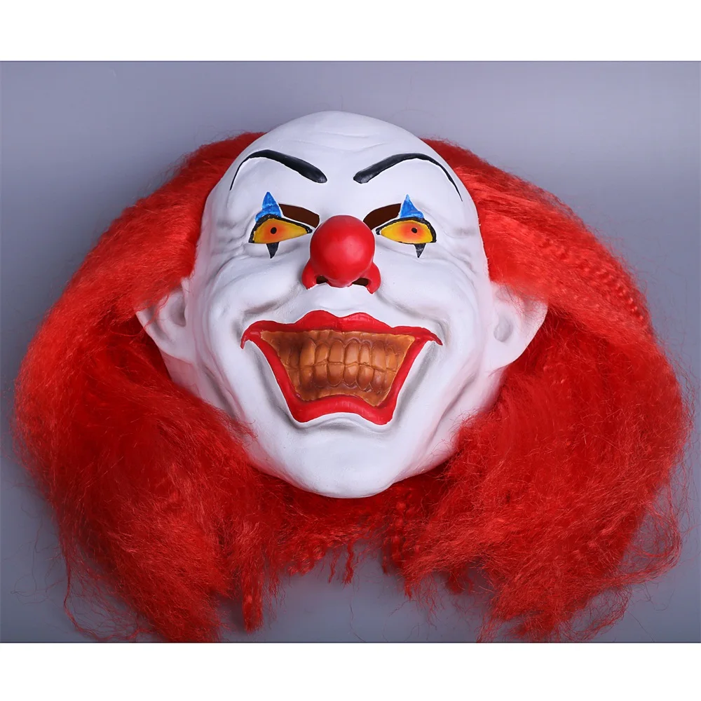 Red Stephen King's It Mask Cosplay Horrible Clown Pennywise Halloween Mask Latex Halloween Party (8)