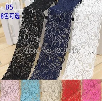 

Free Shipping!8 color 6.5cm Wide 10M/Lot White/Black Elastic Lace trims Fabric Swiss Trimming DIY crafts wedding decor accessory