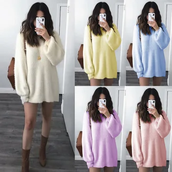 

Sweater Tops Tees Women 2018 Autumn Winter Warm Pullover Long Sleeve Knitting Sweater Causal Loose Thick Sweater Chandail Female