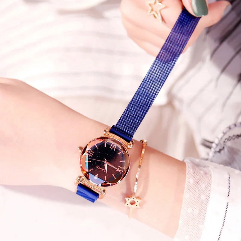 Женские наручные часы Reloj Mujer роскошные браслет из розового золота с магнитной