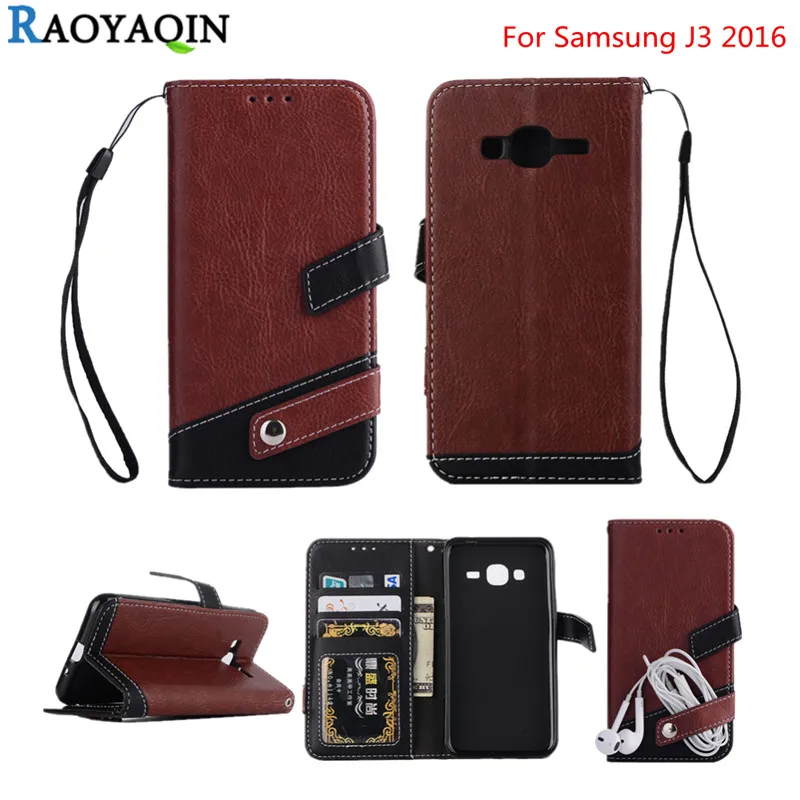 For case Samsung Galaxy J3 2016 Luxury Leather Flip Wallet Cover Case