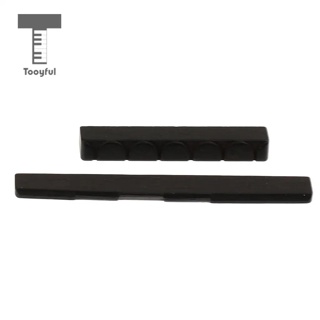 Tooyful Durable 6 String Ebony Slotted Nut Saddle for Classical Guitar Replacement Parts Black