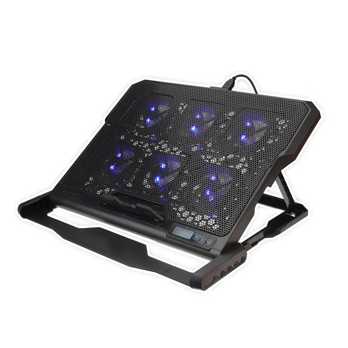 

6 Fans LED 2 USB Port Laptop Cooling Pad Laptop Cooler Notebook Stand Notebook Cooling Pad Mat For 12-15.6 Inch Laptop