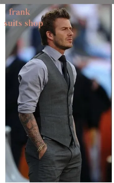 

Men Suit Vest 2018 Custom made New Brand Designer Formal Business Dress Beckham vest Slim Fit Gilet Male Sleeveless vest