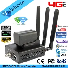 Unisheen 4G LTE H.264 H.265 wifi SDI rtmps видео кодер 3g SDI передатчик ip живой широковещательный кодер беспроводной youtube facebook