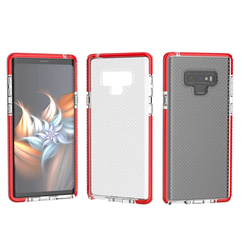 Высокое качество Сетка Мягкий ТПУ противоударный Защитная пленка для samsung Galaxy Note 9 S8 S9 плюс Coque Funda 360 бампер - Цвет: Red