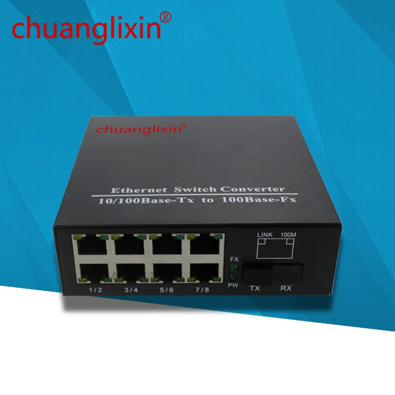 8 портов Ethernet медиаконвертер 10/100 м + 1 оптоволоконный порт Оптический SC 1310/1550nm шт. |