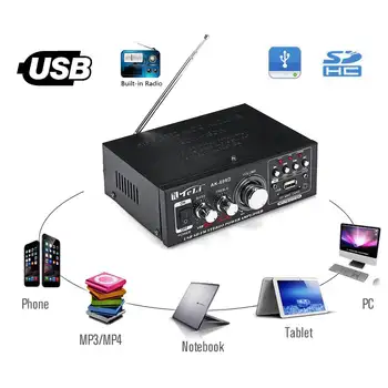 

DC 12V/AC 220V Car HIFI Audio Speaker 360W USB Power Home Bass Amplifier SD U Disk MP3 FM Stereo Radio Loudspeaker