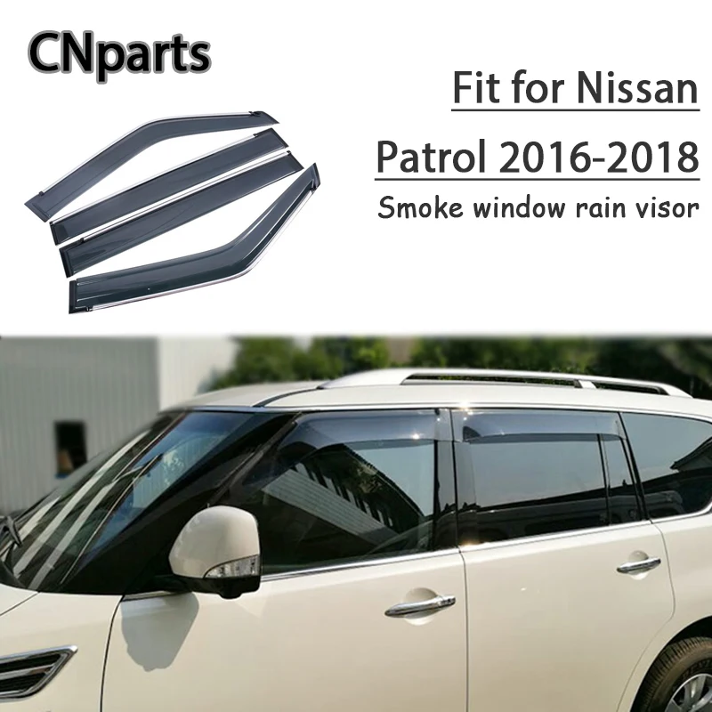

CNparts 4pcs ABS For Nissan Patrol 2016 2017 2018 Car Smoke Window Sun Visor Keep Fresh Air convection Accessories