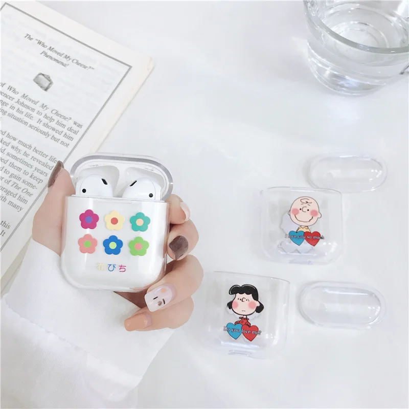 

Bluetooth headset cover for apple airpods case Cartoon Charlie Brown wireless headphone hard PC earphone charging box for sport
