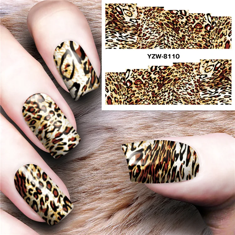 

Nail sticker art decoration leopard print slider adhesive Water Transfer decals manicure lacquer art accessoires polish foil