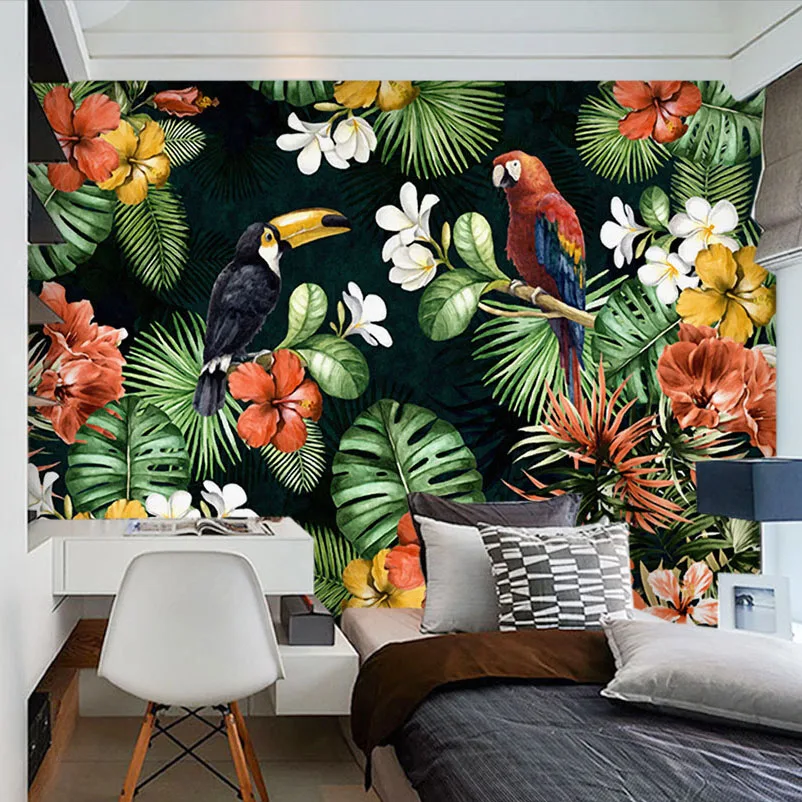 Detail Feedback Questions About Custom Mural Wallpaper Painting Wallpaper Painting Past Parrot Tropical Rainforest Plant Cartoon Living Room Tv Backdrop Wall Papers Home Decor On Aliexpress Alibaba Group
