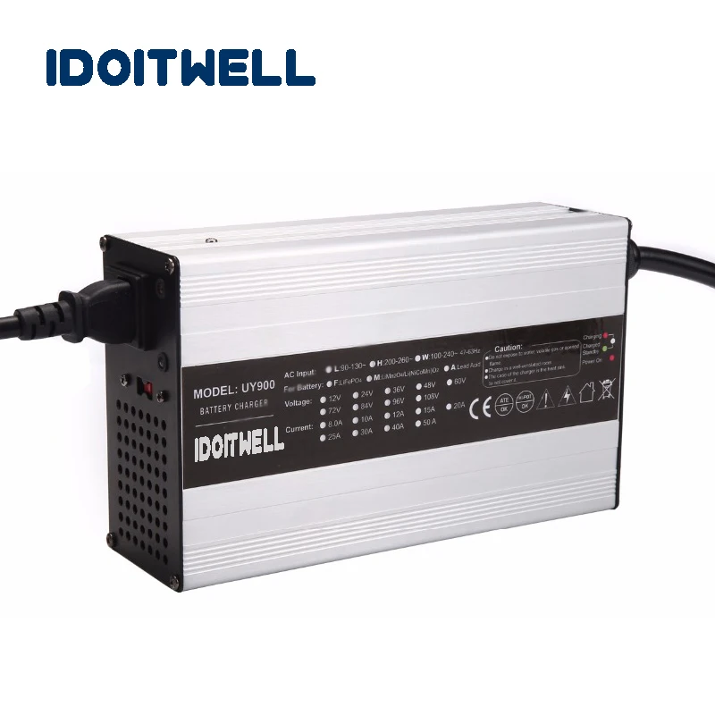 Настроенная 900W серия 12V 40A 24V 25A 36V 18A 48V 15A 60V 12A 72V 10A зарядное устройство для