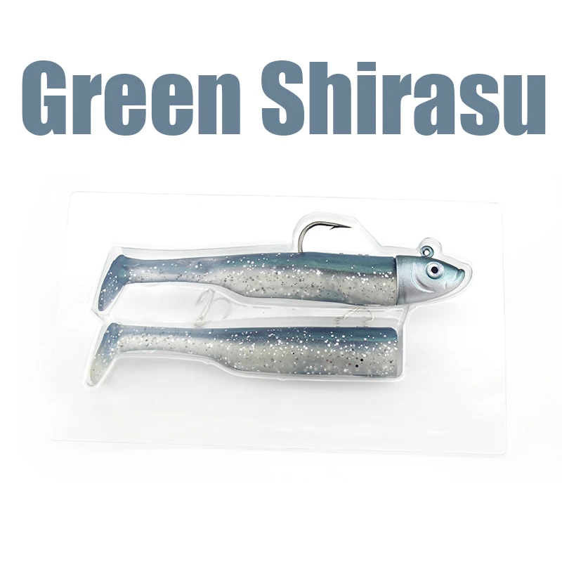 W&K Brand Soft Lure 9cm/22g Jig Head 3/0 22g Ultimate Inshore Soft Bait And Boat Fishing Lure For Code Seabass Bait J1701 - Цвет: 115Green Shirasu