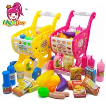 MylitDear детские игрушки, имитация магазинная Тележка для покупок большой размер тележки с фруктовыми овощами кухонные игрушки для детей