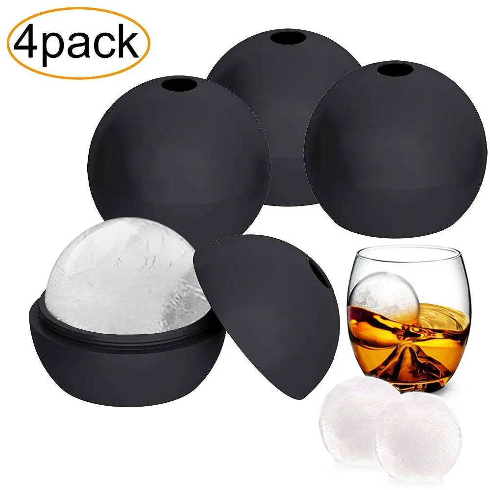 

4PCS large very big Ice Ball Molds, 2.5 Inch Large Silicone Round Spherical Ice Cube Maker Keep your Whiskey Chilled and Strong