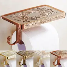 Zinc Alloy Bathroom Tissue Holder Rack Dispenser Vintage Wall Mounted Paper Roll Storage Shelf Toilet Phone Storage Stand