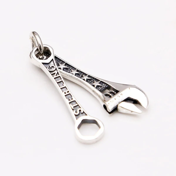 

Vintage Wrench Tool 925 Sterling Silver Men Pendant