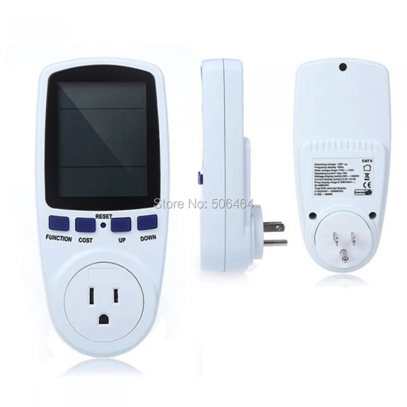 

US Plug Power Energy Watt Voltage Amp Meter LCD Monitor Overload Display