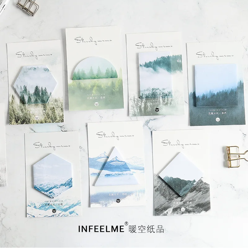 

30 sheets/set Nature Scenery Memo Pad Self-Adhesive N Times Sticky Notes Bookmark School Office Stationery Supply