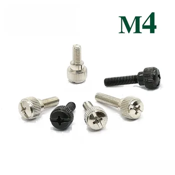 

20Pcs M4 Phillips Thumb Screws Nickel/Black Zinc Plated Computer PC Case Hand Tighten Screws Length 8-16mm