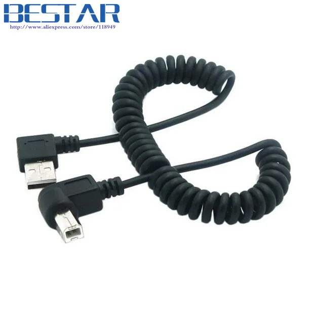 Правый угловой пружинный Кабель USB 2 0 A папа B 90 градусов для принтера сканера и