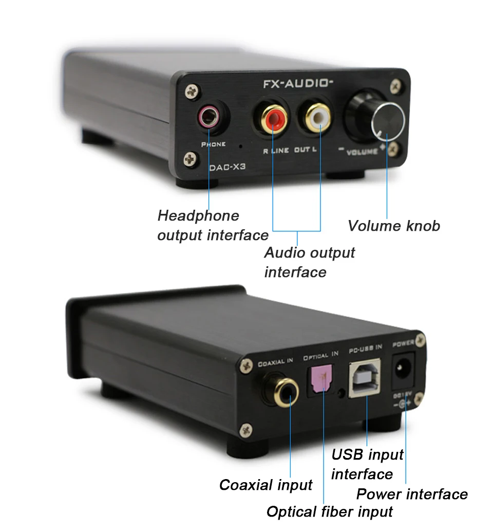 Мини портативный усилитель для наушников FX аудио DAC-X3 CS4344 CS8416 AUX USB DAC усилитель для наушников усилитель коаксиальный Оптический аудио декодер